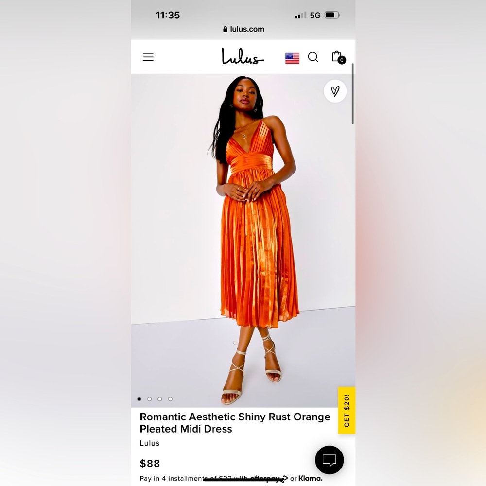 NWT Rust pleated midi dress